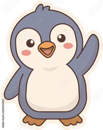 Cute Penguin Waving Hello vector shape