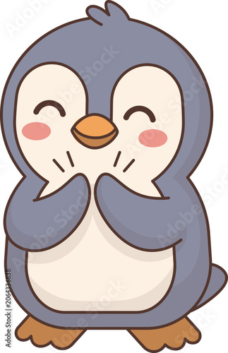 Cute Penguin Waving Hello vector shape