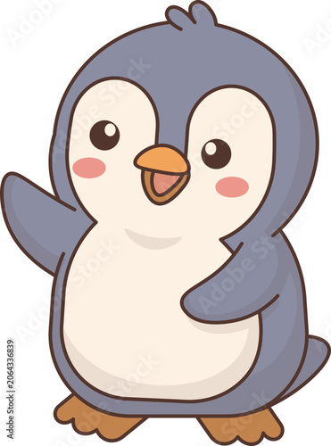 Cute Penguin Waving Hello vector shape