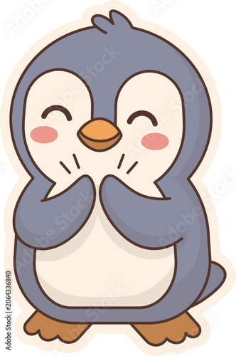 Cute Penguin Waving Hello vector shape