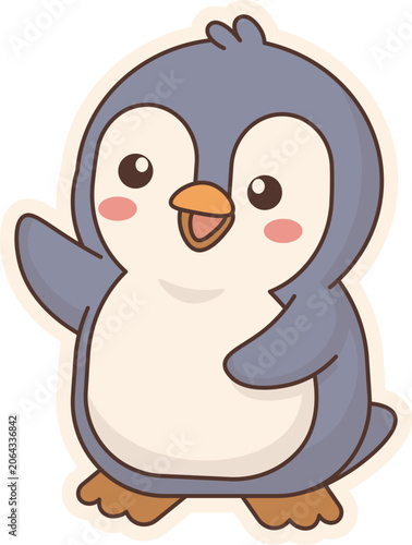 Cute Penguin Waving Hello vector shape