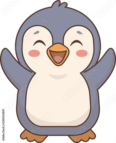 Cute Penguin Waving Hello vector shape