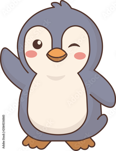 Cute Penguin Waving Hello vector shape