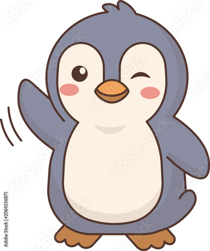 Cute Penguin Waving Hello vector shape