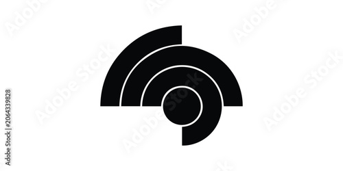 Minimalist abstract geometric logo design with concentric circular arcs and a solid center point.