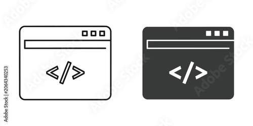 Tableau sur toile Code snippet displayed in browser window outline and solid fill against white ba
