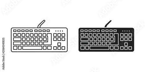 Konstfotografi Outline and filled computer keyboard icons on white background with clean lines