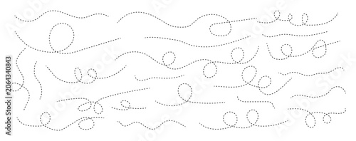 Fotografie Hand drawn dotted lines path on white background