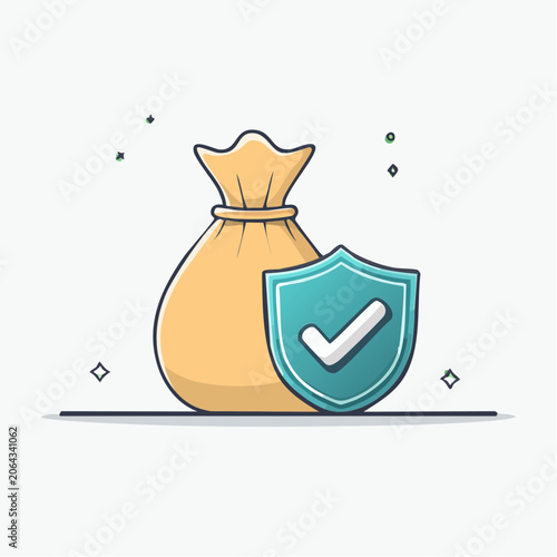 Money Bag with Security Shield Icon