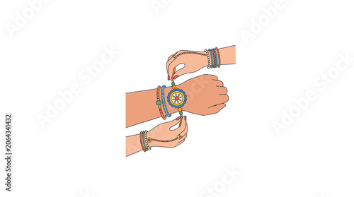 Person Adjusting Fitness Smartwatch on Wrist with Bracelets