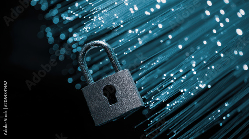 Padlock protecting fiber optics data transmission security