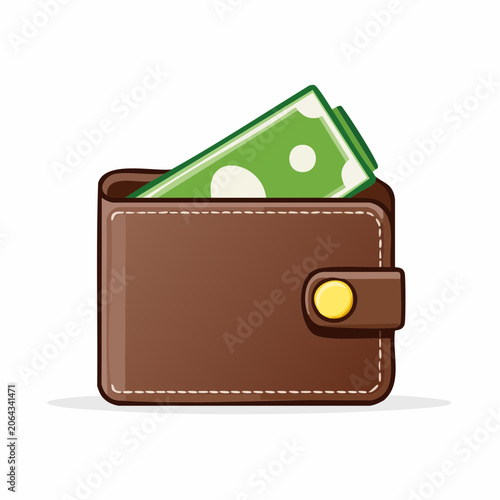 Brown leather wallet with cash