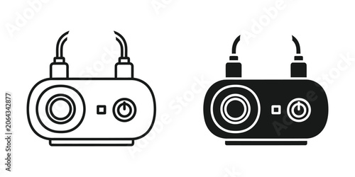 Konstfotografi Compact portable audio recorder device in outline and solid black silhouette on