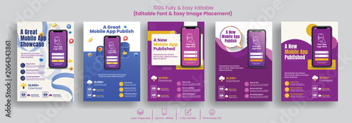 Tableau sur toile Smart Phone repair A4 print flyer poster template set Mobile app promotion broch