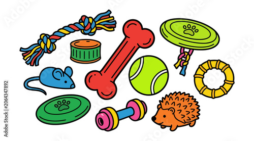 Tablou pe pânză Assorted colorful pet toys for dogs and cats.
