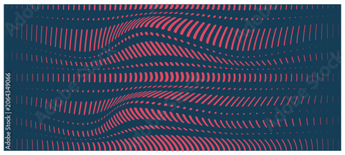 Abstract wavy red line pattern illustration on dark blue background vector art design.