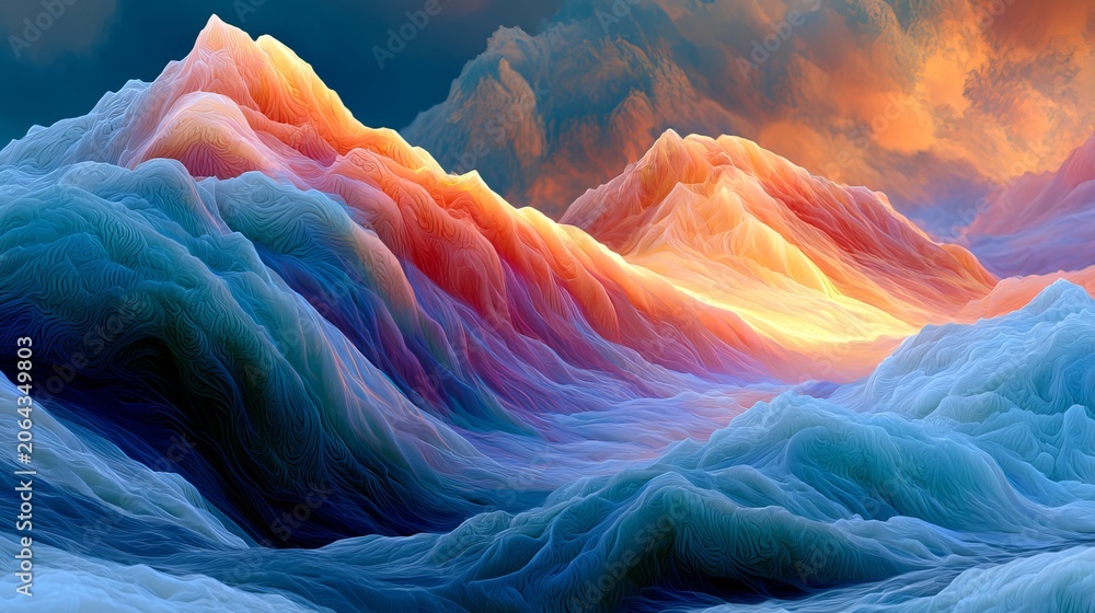 Fototapeta premium Dreamlike Colorful Mountain Range at Sunrise.