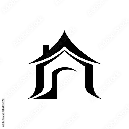 Minimalist black house icon isolated on white background