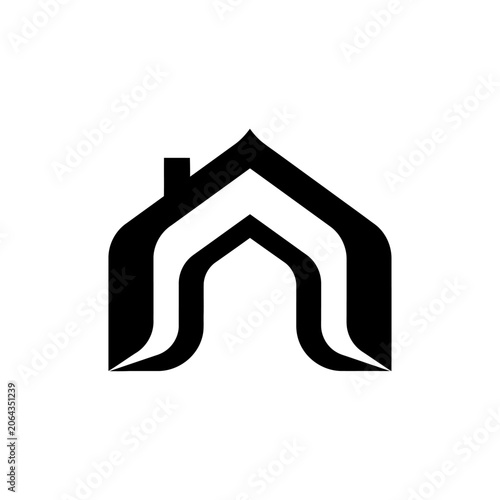 Minimalist black house logo for real estate and construction branding