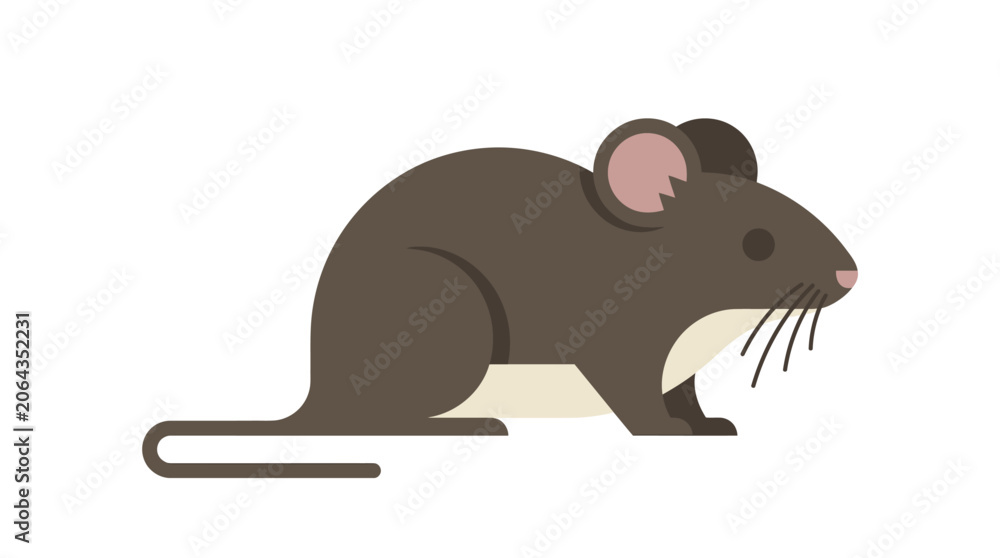 Fototapeta premium Brown Mouse Sitting on Floor Looking.