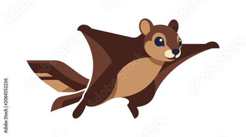 Cartoon flying squirrel in mid flight.