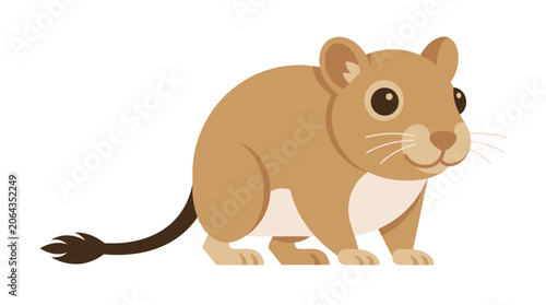 Foto Brown cartoon mouse standing on ground.