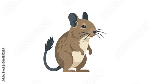 Schilderij op canvas Brown Mouse Sitting on Ground.