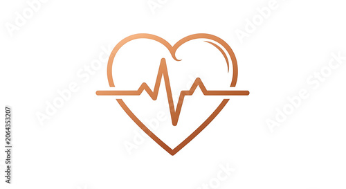 Copper heart electrocardiogram line pulse beat
