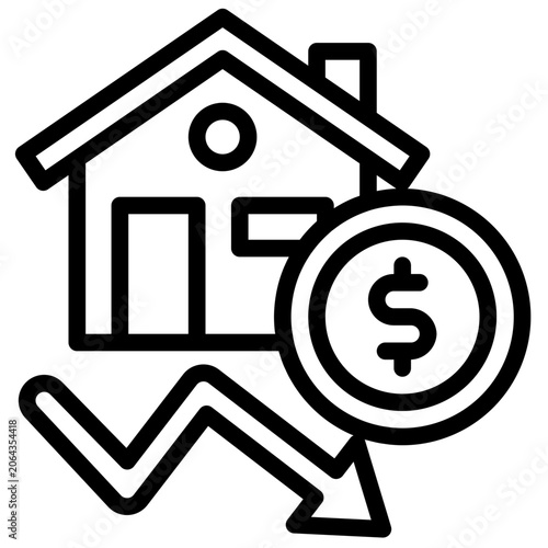  real estate investment Icon, Line style icon vector illustration, Suitable for website, mobile app, print, presentation, infographic and any other project.