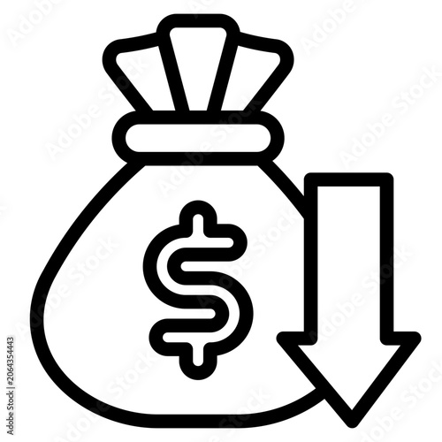  money bag Icon, Line style icon vector illustration, Suitable for website, mobile app, print, presentation, infographic and any other project.