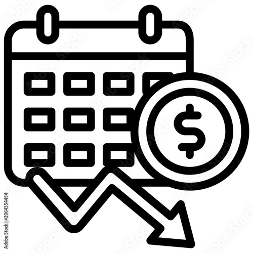  budget planning Icon, Line style icon vector illustration, Suitable for website, mobile app, print, presentation, infographic and any other project.