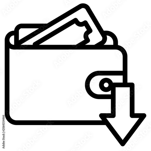 wallet withdrawal Icon, Line style icon vector illustration, Suitable for website, mobile app, print, presentation, infographic and any other project.