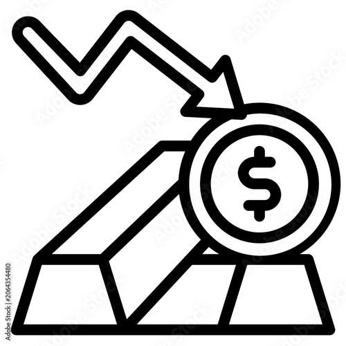  gold investment Icon, Line style icon vector illustration, Suitable for website, mobile app, print, presentation, infographic and any other project.