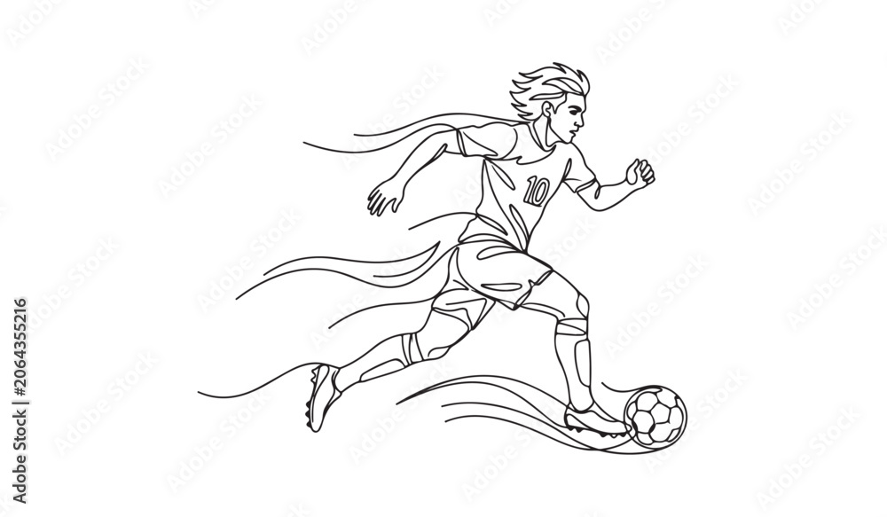 Fototapeta premium Athlete kicking soccer ball with speed and motion blur isolated on transparent background