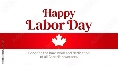 labor day greeting with maple leaf symbol on red background