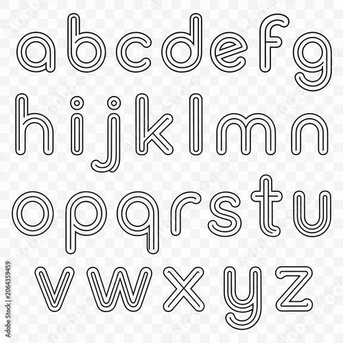 Minimalist lowercase alphabet vector set featuring rounded outline letters for modern branding and creative typography design
