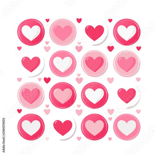 Pink and white hearts in circles pattern