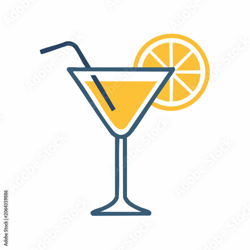 Cocktail with Orange Slice and Straw Icon