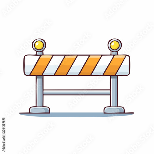 Construction Barrier with Warning Lights