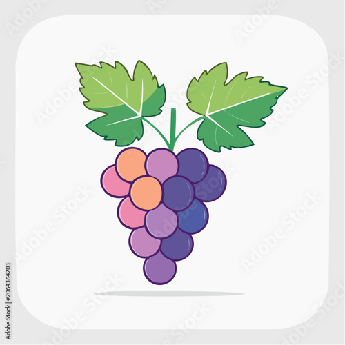 Illustration of a Bunch of Grapes with Leaves