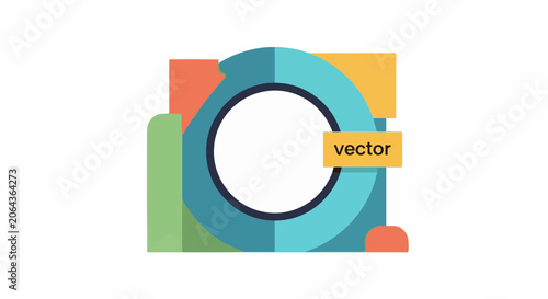 Colorful abstract vector graphic with geometric shapes and circular design