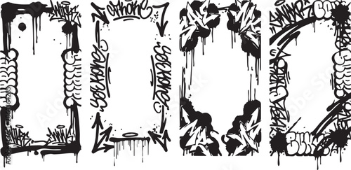 Quadro em tela Graffiti frames set with urban vector illustration design elements and blank spa