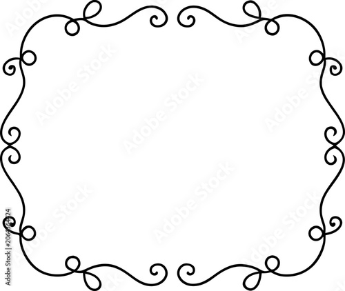 Elegant ornamental vintage frame border with delicate hand drawn calligraphic swirls isolated on a clean white background