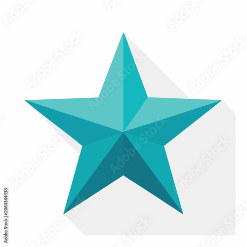 Turquoise Star Icon with Long Shadow
