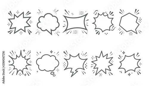 Modern Comic Speech Bubble Collection Vector Set with Pop Art Dialogue Frames Blank Caption Boxes Cartoon Burst Shapes and Creative Messaging Elements for Social Media Marketing and Graphic Templates