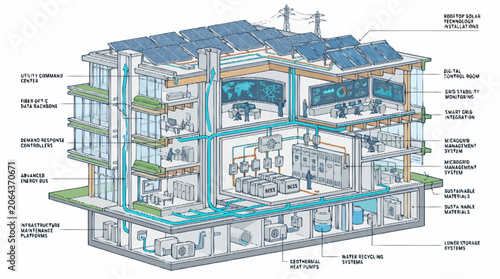 Fotografie Detailed architectural house cross section diagram.
