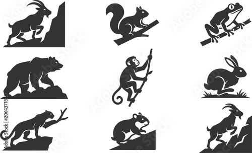 Photography Wild animals climbing and jumping in mountainous terrain for adventure sports an