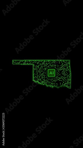 Mobile Vertical Resolution, 2160x3840 Pixels, Oklahoma State (USA) Map Chipset Technology Opener, 
Suitable for USA Elections, US Events, Tech Events and Artificial Intelligence Presentations