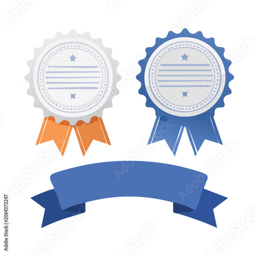 Flat Design Award Badges and Ribbon Illustration