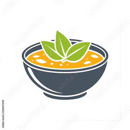 Flat design plant pot with leaves and soil